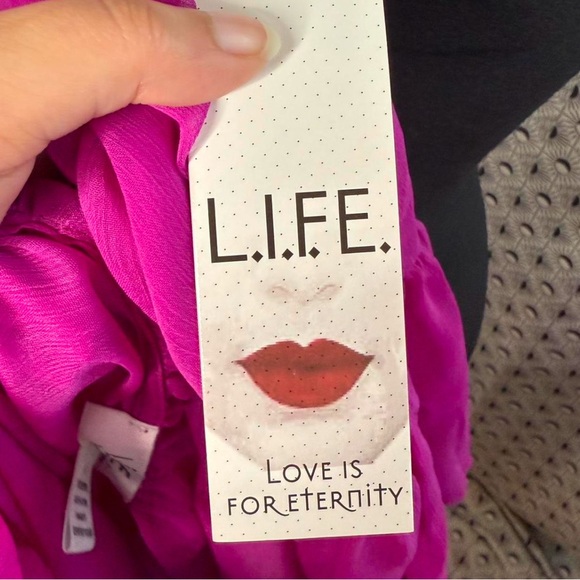 L.I.F.E. ruffle bell sleeve blouse pink sheer tie front size S Y2K boho - Picture 6 of 7